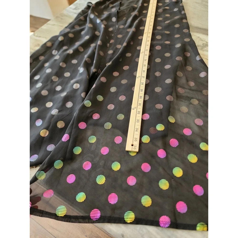 LuLaRoe Shirley Kimono Vest Small Black Iridescent Dots Sheer Long Duster‎ Goth